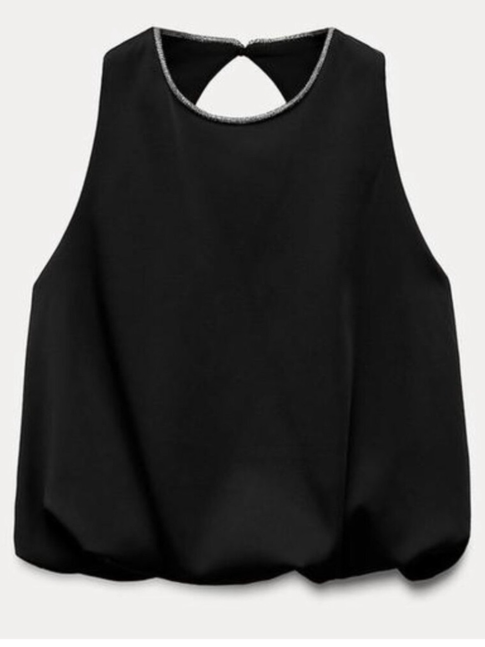 Zara Black Sleeveless Bubble-Hem Tank